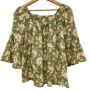 Chaps Floral Green Women's Top, Size L